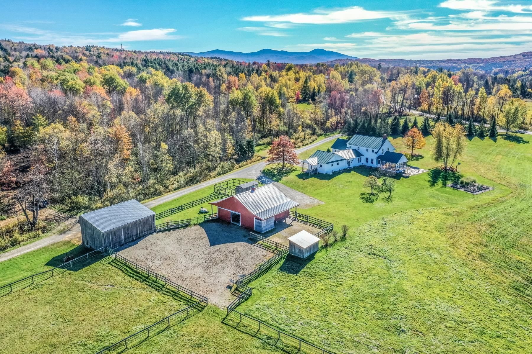 Aerial of fall color around a Morristown property Pall has listed