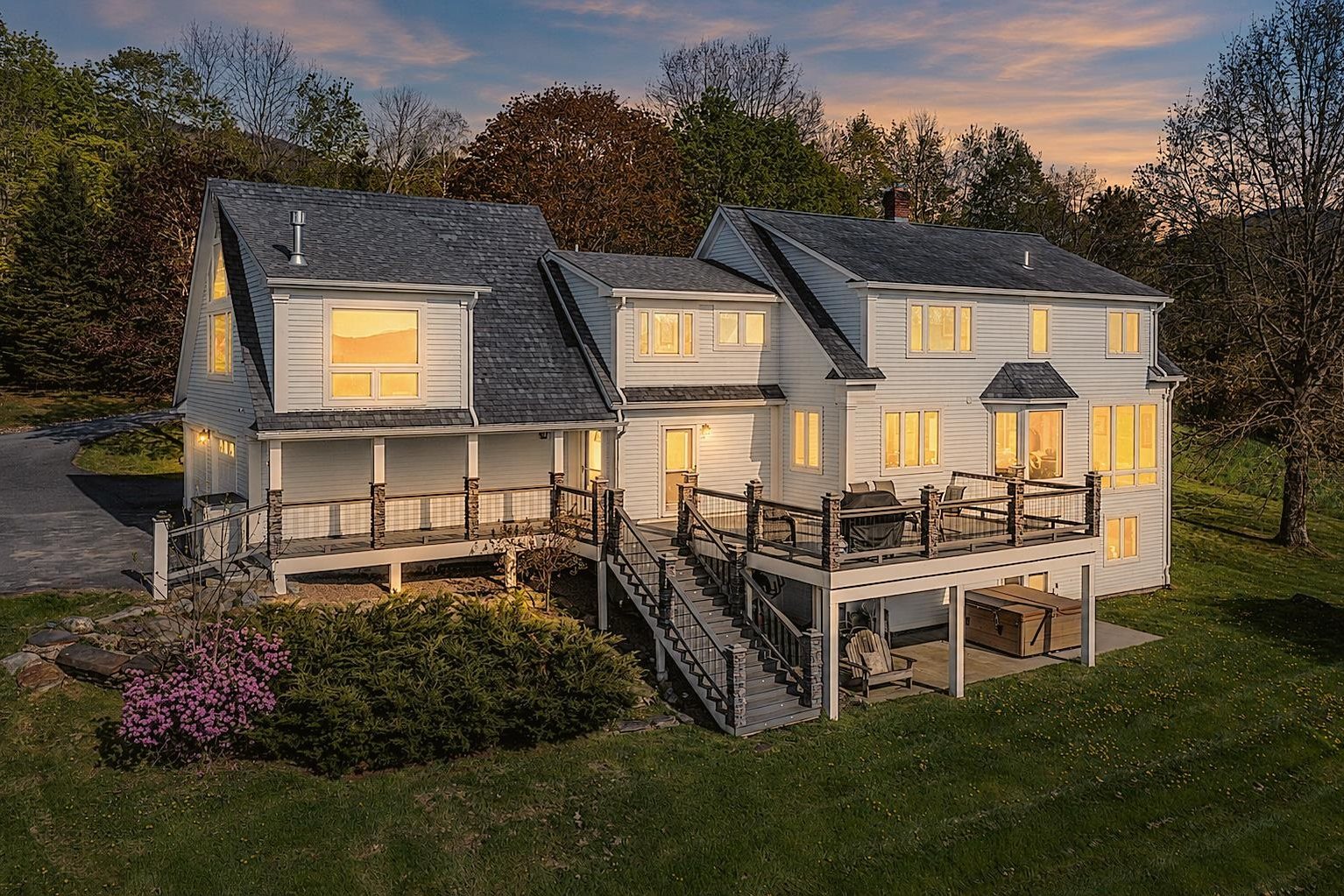 A Waterbury home Pall has listed, at dusk